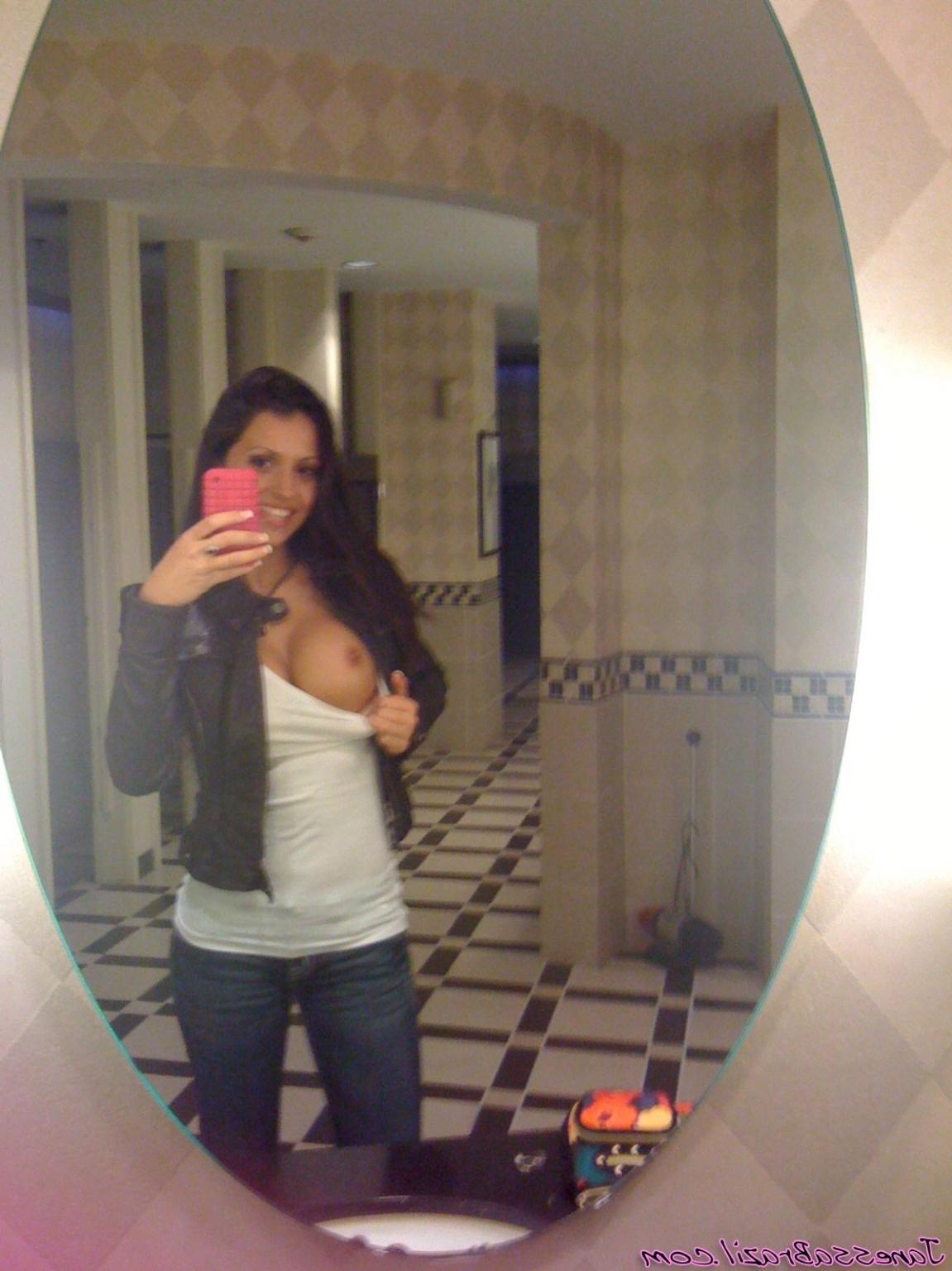 16P Busty Brazilian babe bathroom selfshots
