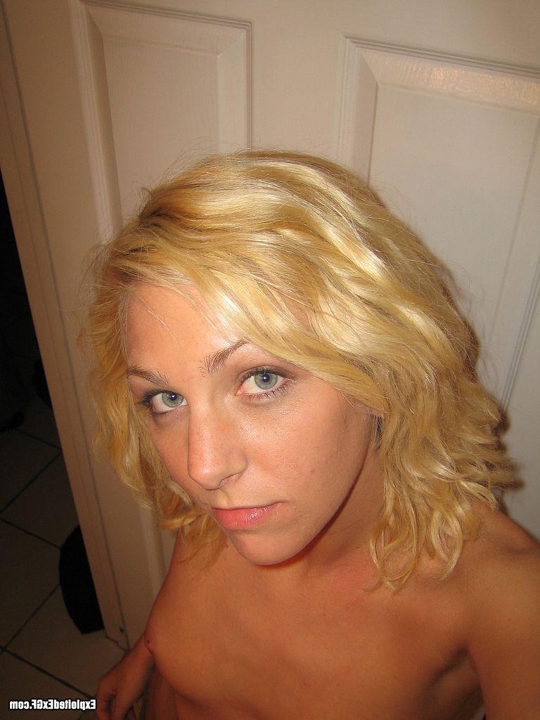 15P Curly blond amateur shows tiny tits