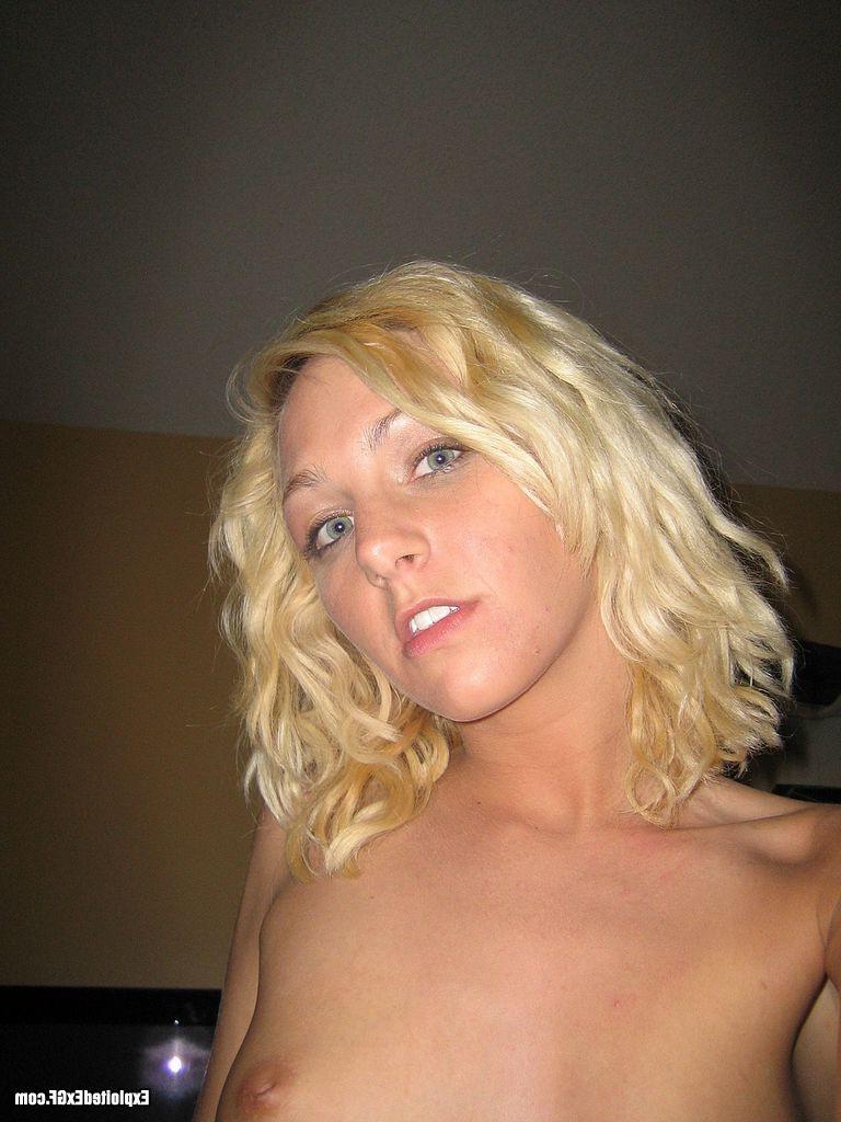 15P Curly blond amateur shows tiny tits