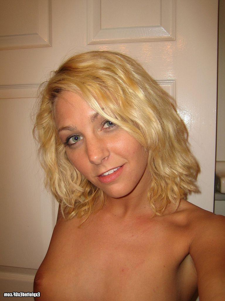 15P Curly blond amateur shows tiny tits