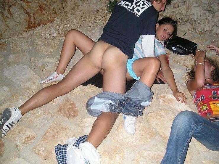 12P Real amateur girlfriends having public sex