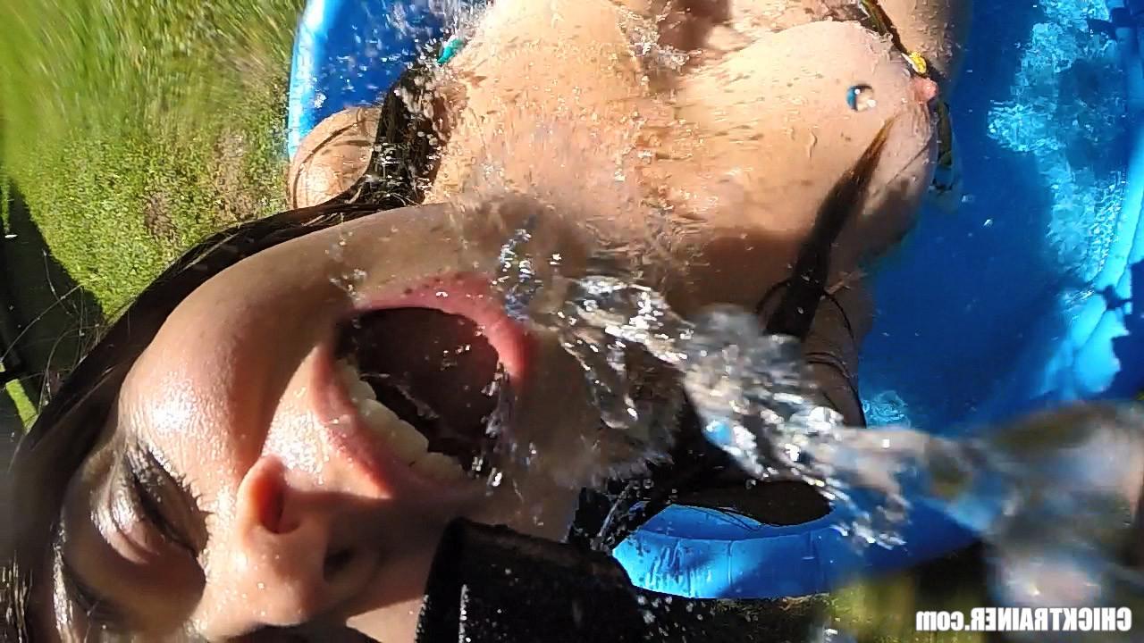 19P Curvy big titted mom topless and wet in the pool