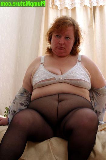 15P Really big plump posing in black pantyhose
