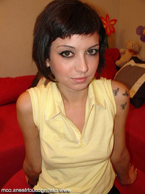 17P Short haired brunette teen gets hard cock drilled in her shaved snatch