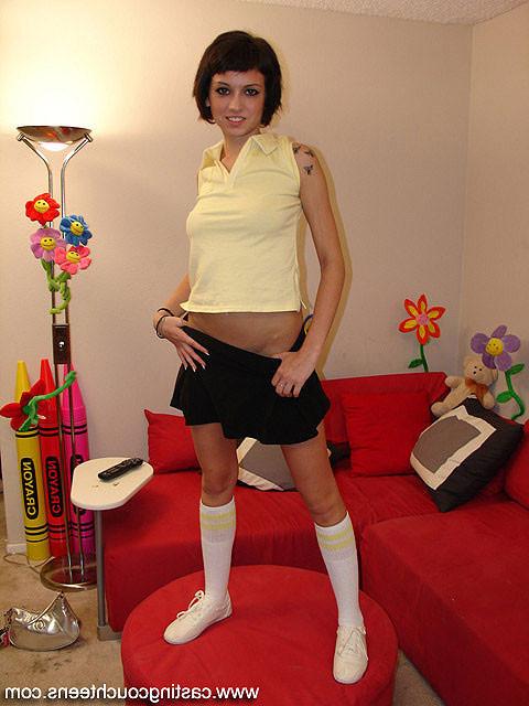 17P Short haired brunette teen gets hard cock drilled in her shaved snatch
