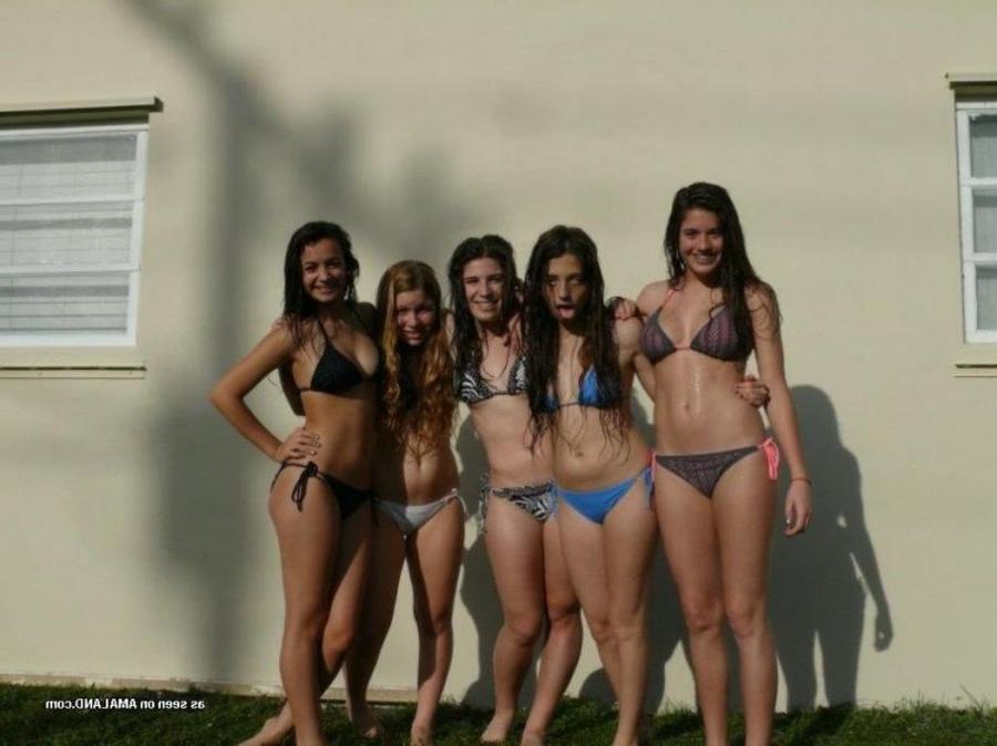 12P Selection of sexy bikini honeys posing outdoors