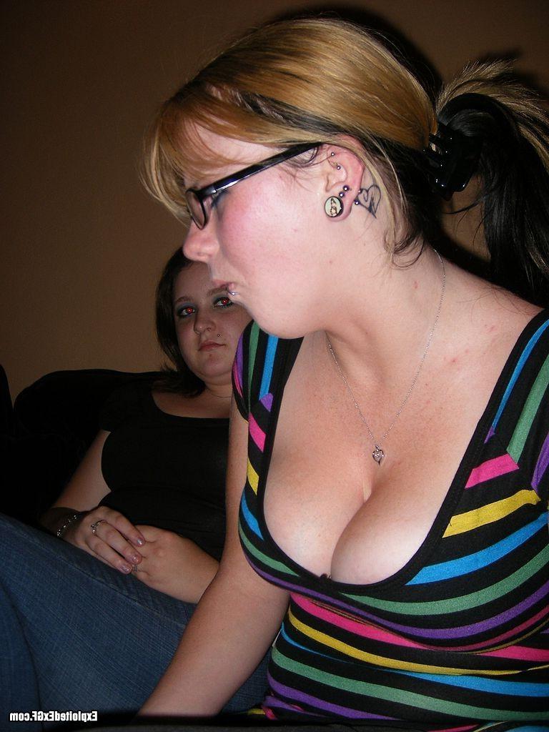 15P Amateur with glasses shows her big tits