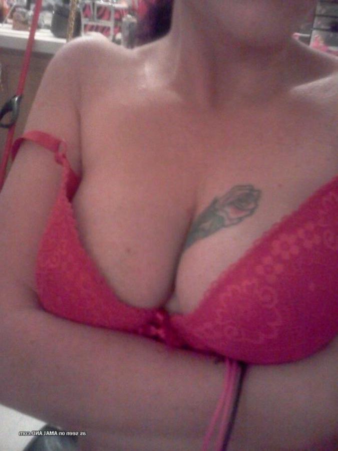 12P Tattooed chick self-shooting in front of the mirror