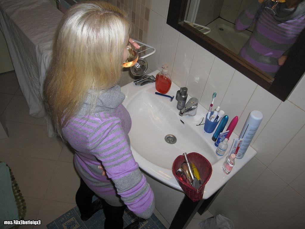 15P Sexy tiny blonde teen getting warm shower