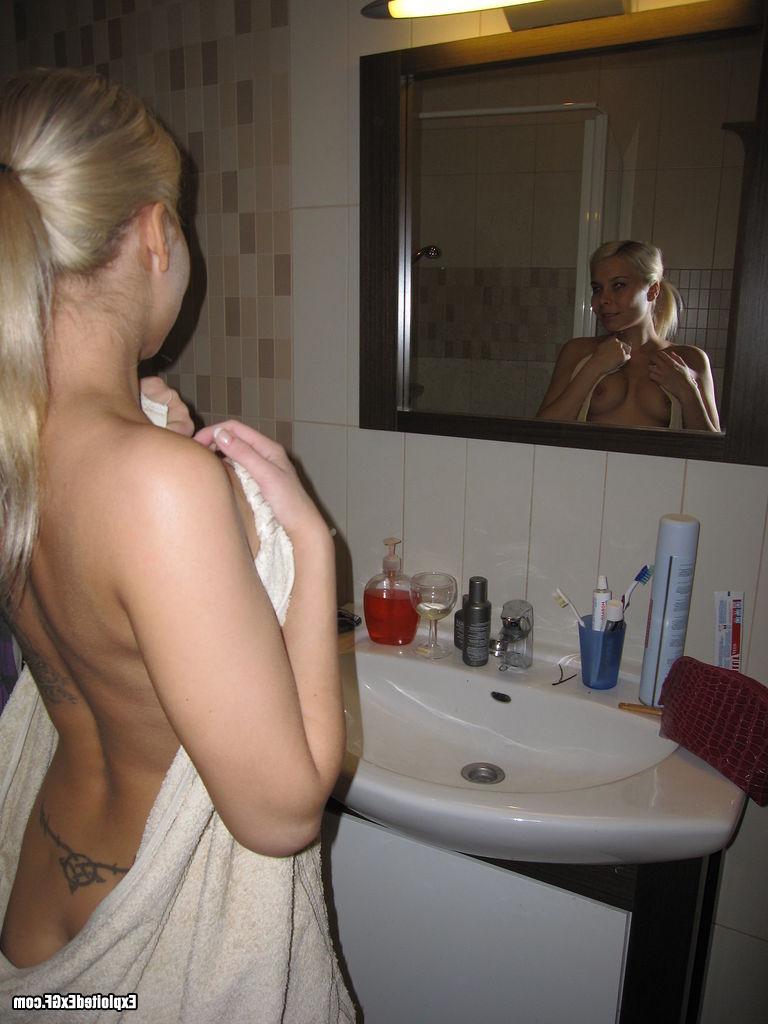 15P Sexy tiny blonde teen getting warm shower