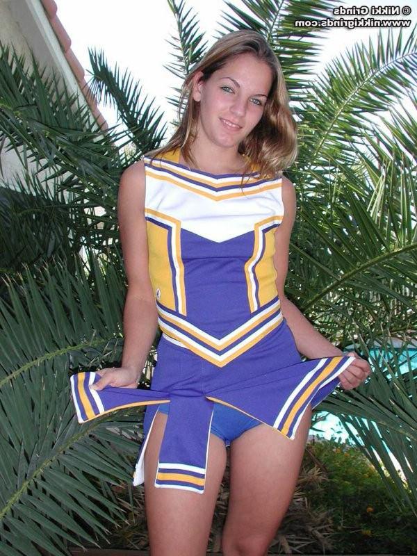 15P Nikki dresses up like a cheerleader
