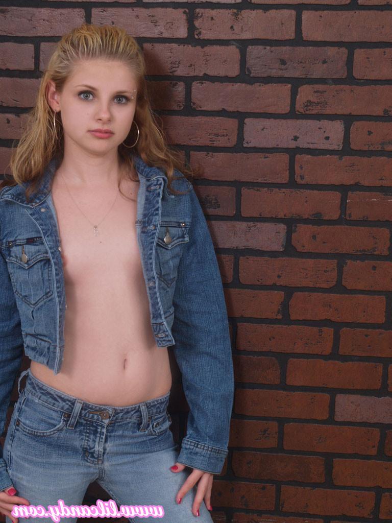 16P Lil' Candy strips out of her denim jacket while showing her cute ass