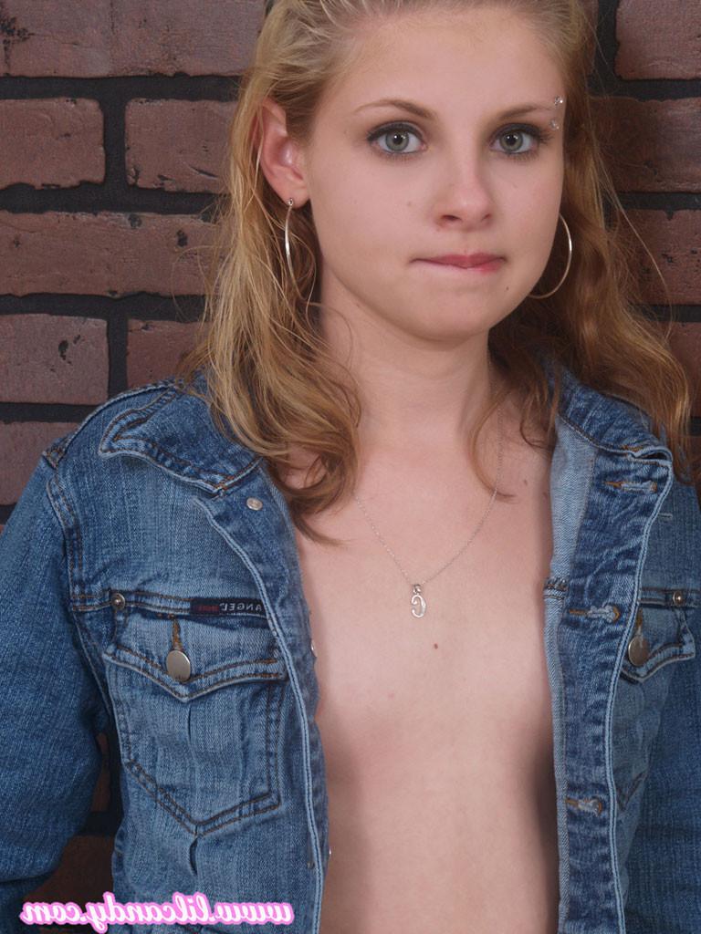 16P Lil' Candy strips out of her denim jacket while showing her cute ass