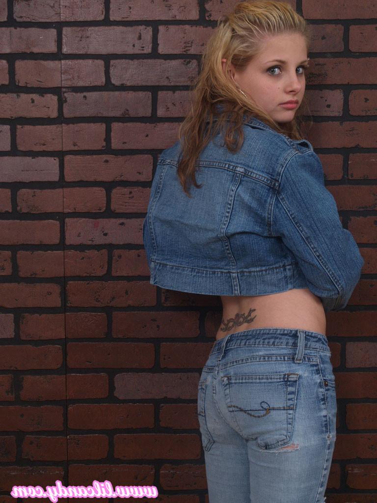 16P Lil' Candy strips out of her denim jacket while showing her cute ass