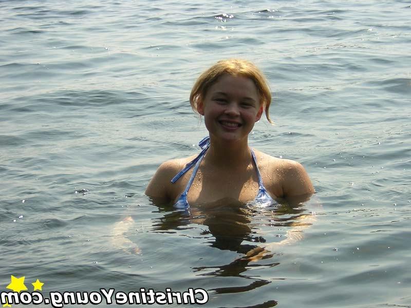 14P Boob-licking blonde Christine Young on a camping trip