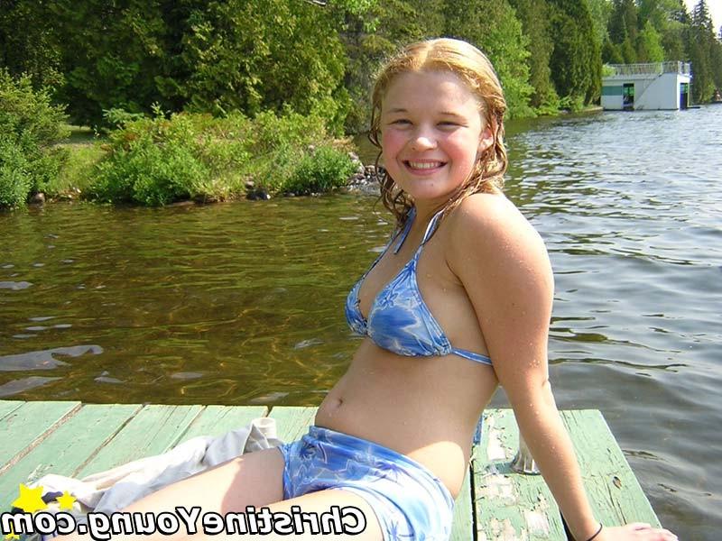 14P Boob-licking blonde Christine Young on a camping trip