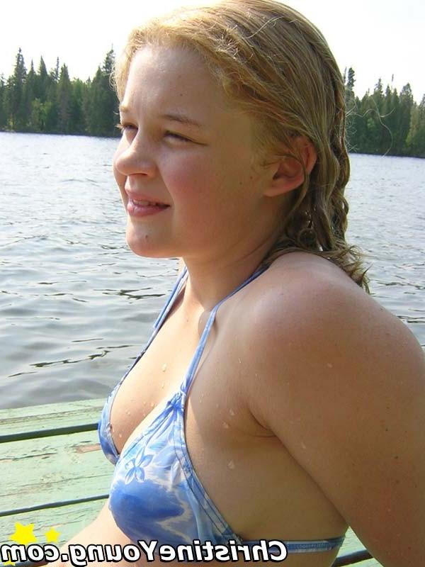 14P Boob-licking blonde Christine Young on a camping trip
