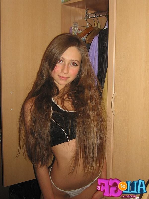 12P Long haired girlfriend striptease