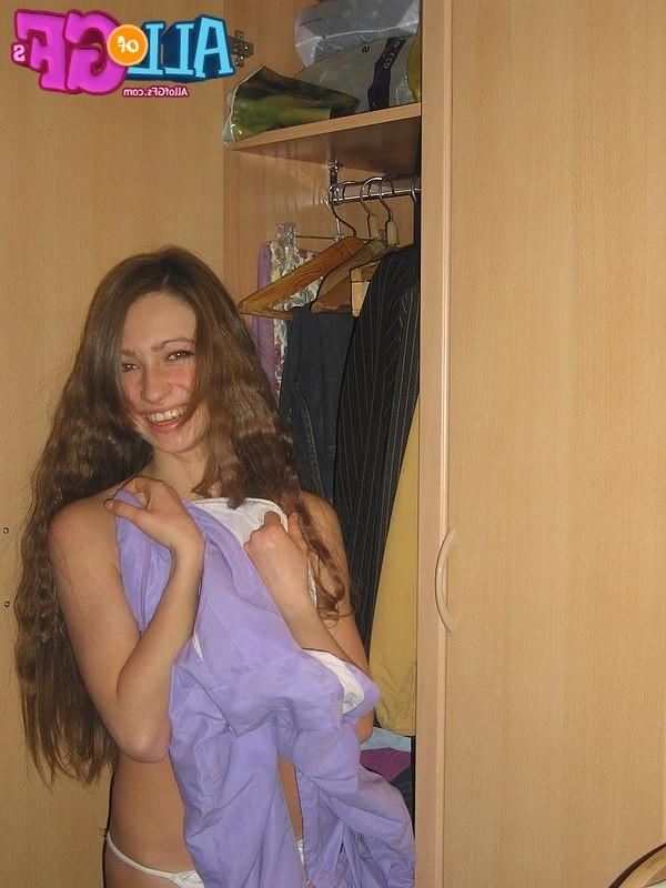 12P Long haired girlfriend striptease