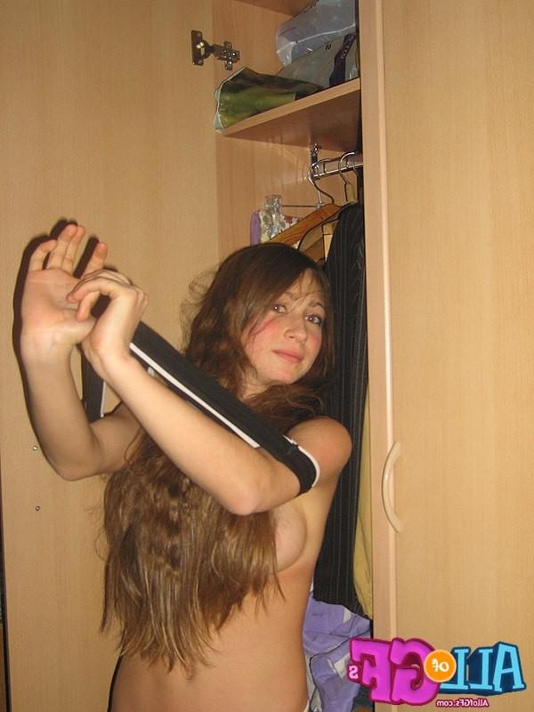 12P Long haired girlfriend striptease