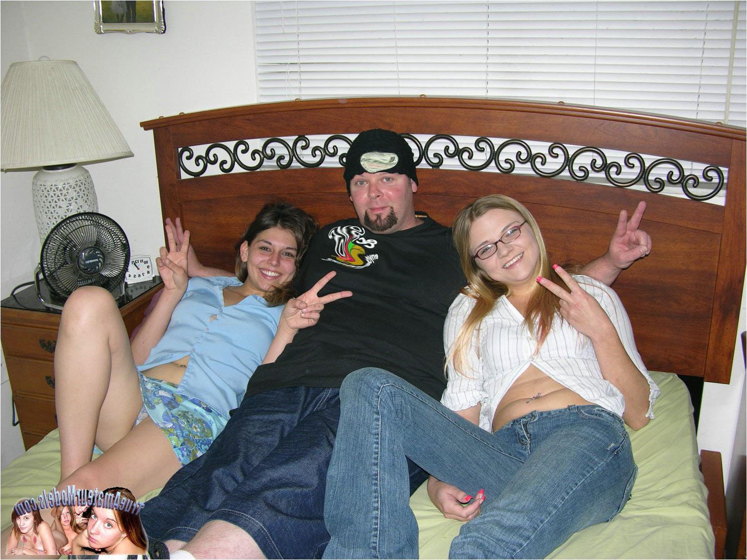 10P Lucky Fat Dude Gets To Bang Two Amateur Girls Together