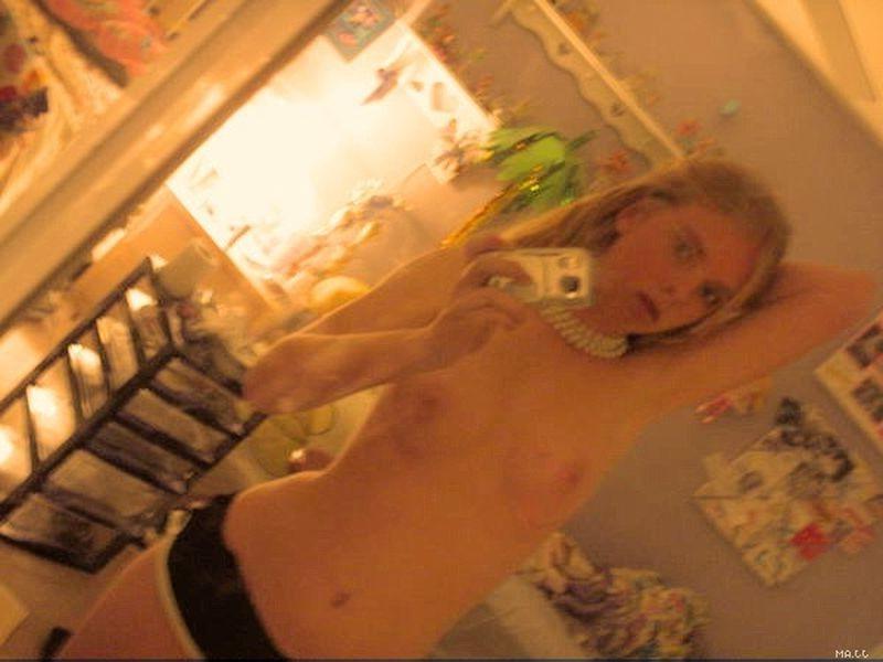 12P Sexy amateur blonde in the mirror