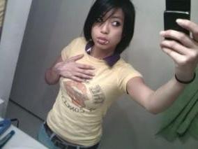 15P Really cute Asian teen having fun and taking mirror pics