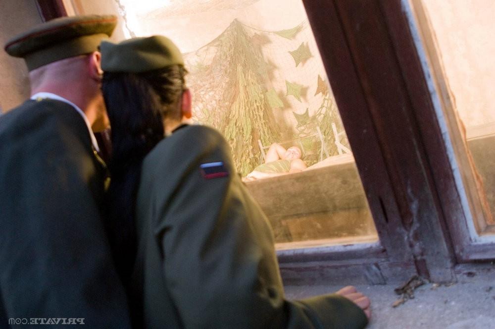 9P Russian bisexual army sucking and fucking in anal sex threesome