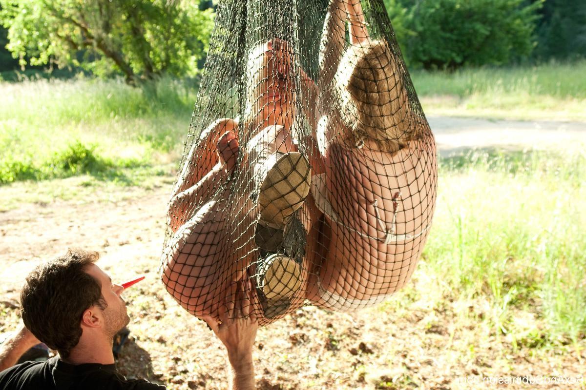 24P Two babes get tied up and fucked outdoor in the woods