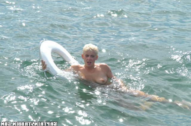 15P Short haired blonde trowed at the sea after she gets fucked on sail