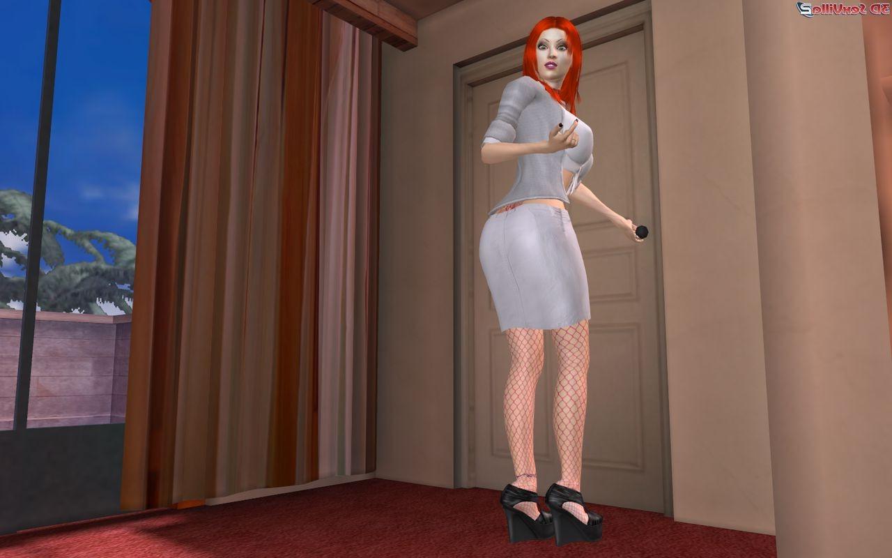 16P 3d animated redhaired babe gets a hairy surprise