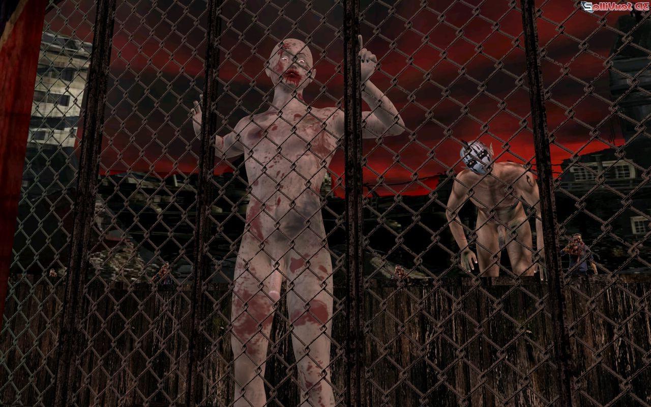 16P Two horny zombies molesting a defensive 3d chick