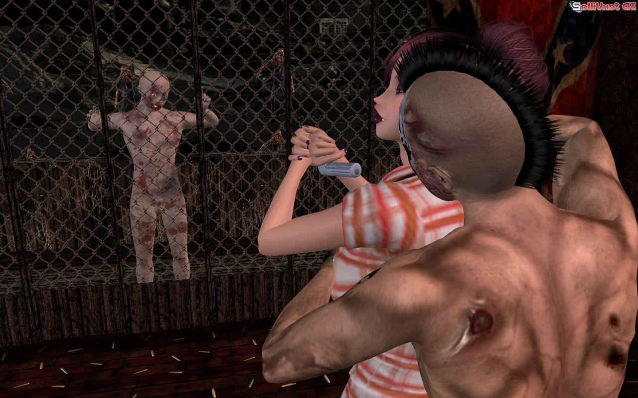 16P Two horny zombies molesting a defensive 3d chick