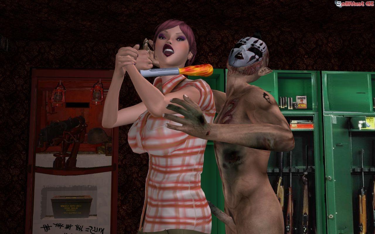 16P Two horny zombies molesting a defensive 3d chick