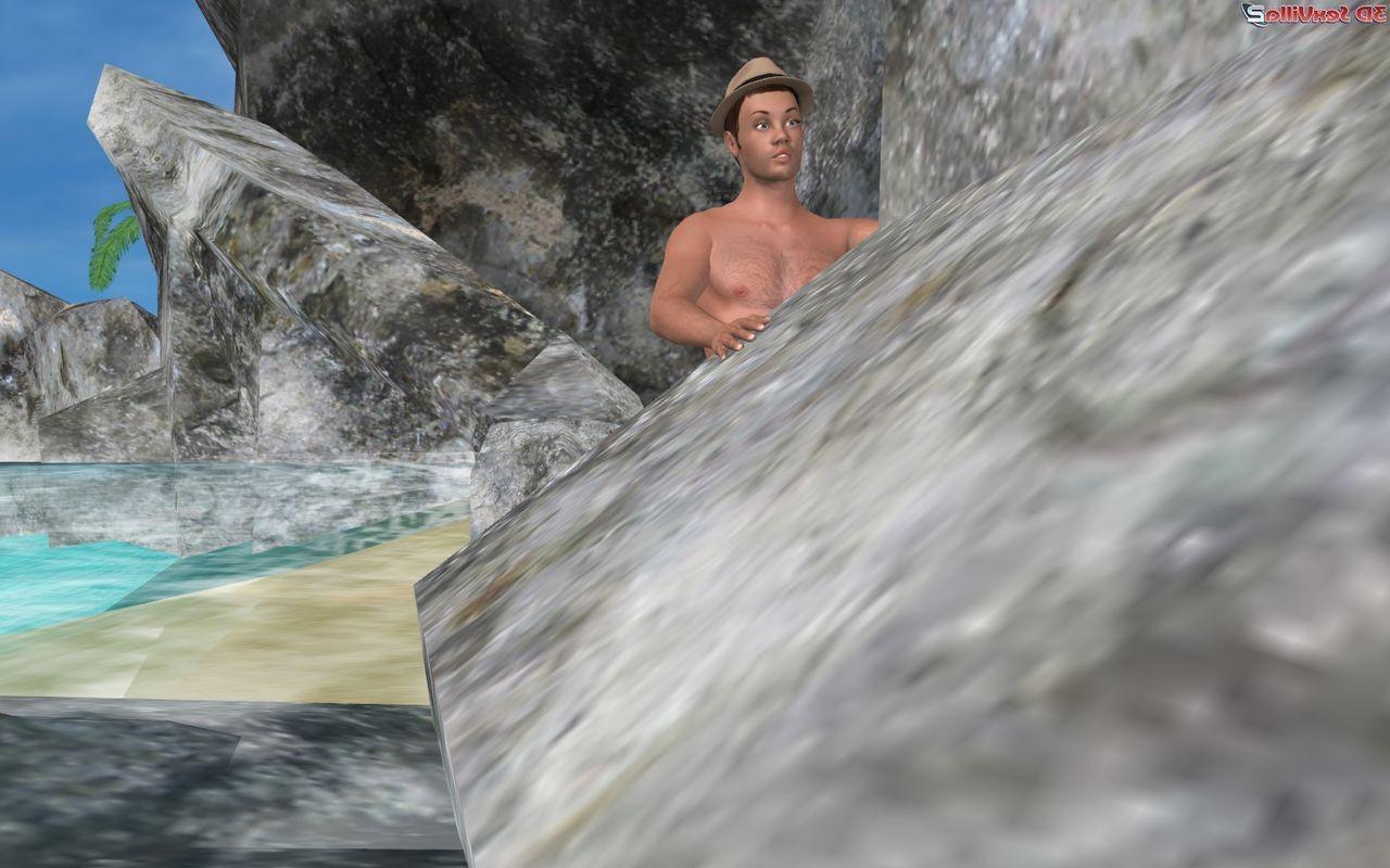 16P Animated peeping tom masturbates at a public beach