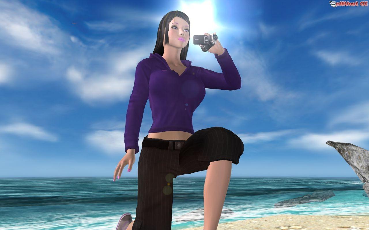 16P Animated peeping tom masturbates at a public beach