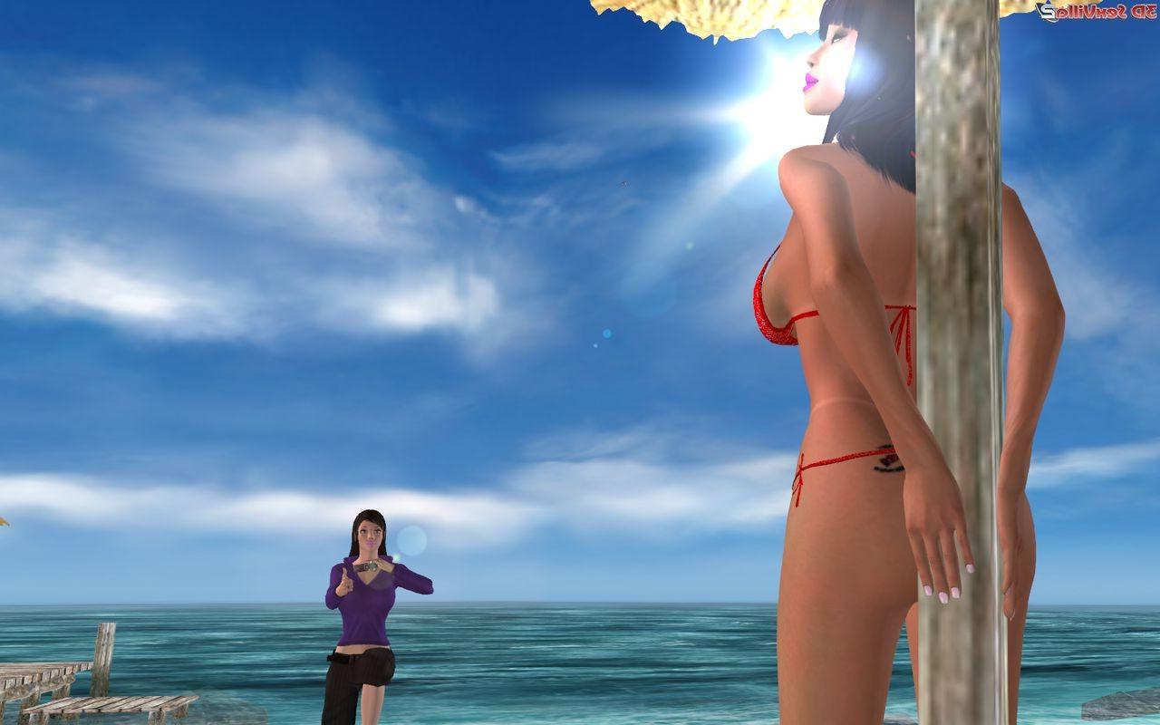 16P Animated peeping tom masturbates at a public beach