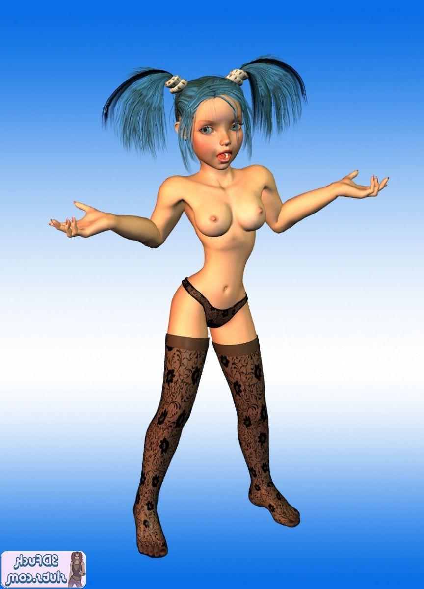 16P 3D toon with blue hair