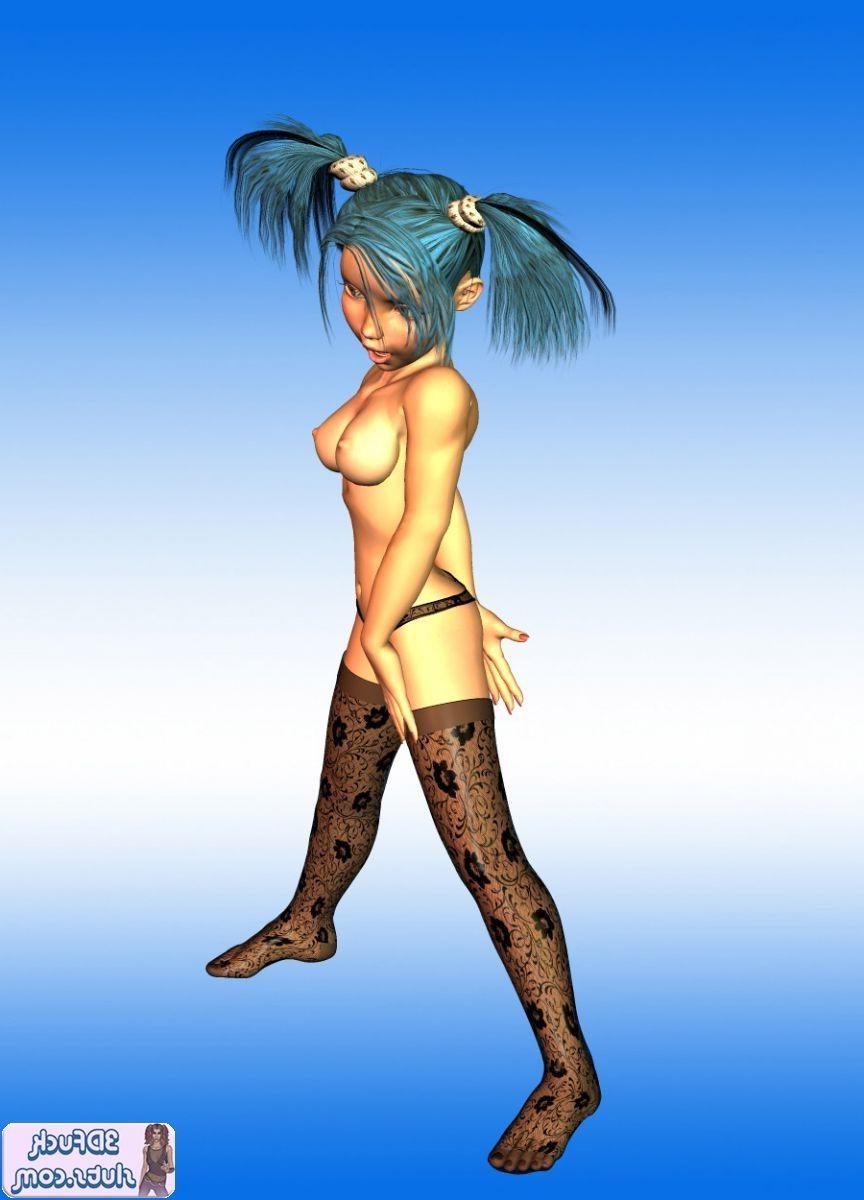 16P 3D toon with blue hair