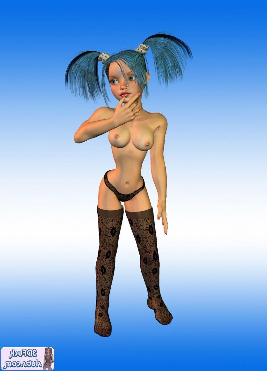 16P 3D toon with blue hair