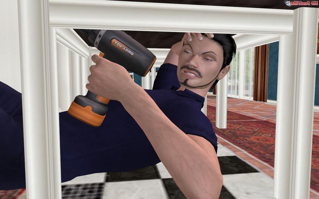 16P 3d animated handyman gets seduced in a kitchen