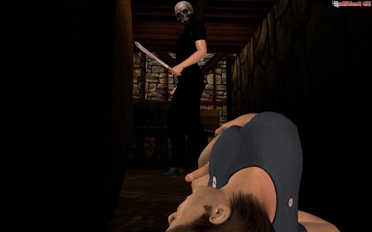 16P Busty 3d animated chick meets the barn killer