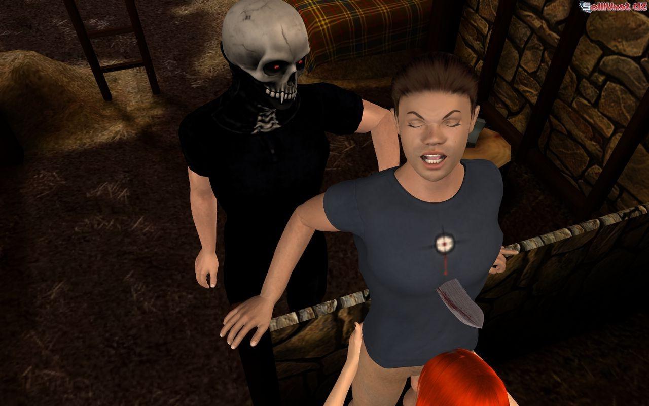 16P Busty 3d animated chick meets the barn killer