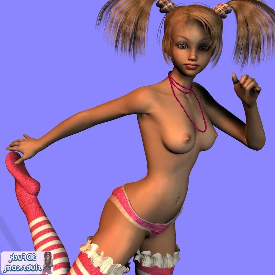 16P Pigtailed teen toon girl in stockings