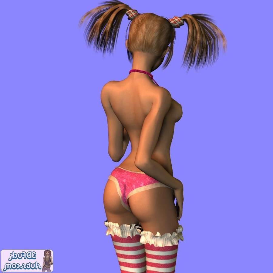 16P Pigtailed teen toon girl in stockings