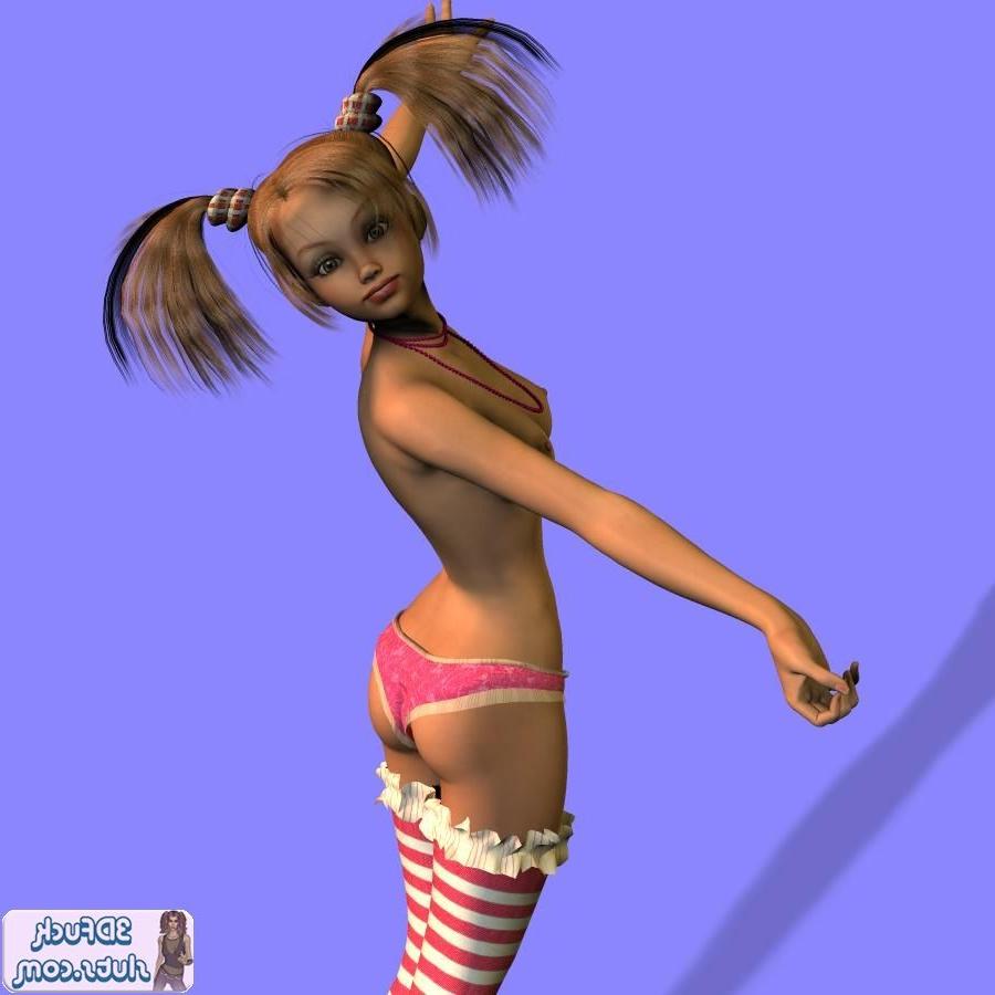 16P Pigtailed teen toon girl in stockings