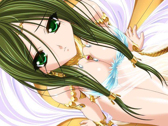 14P Long green haired perky titty princess topless and sucking cock