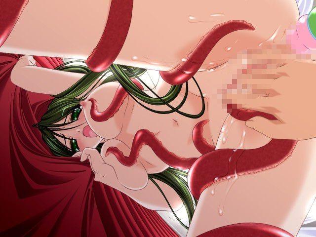 14P Long green haired perky titty princess topless and sucking cock
