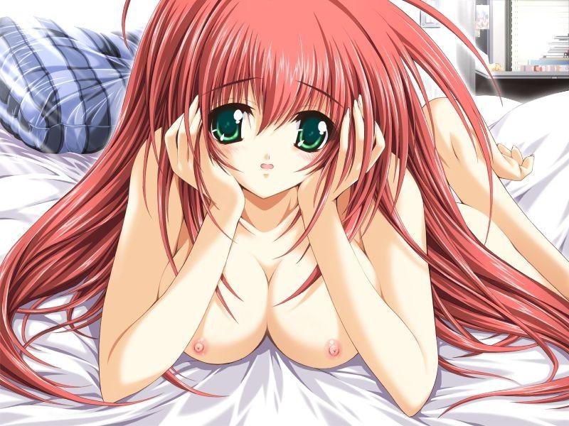 14P Bright redhead hentai teen strips and pulls beads from her ass