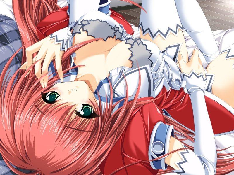 14P Bright redhead hentai teen strips and pulls beads from her ass